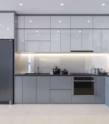 (EN) Tủ bếp Acrylic màu xám giá rẻ